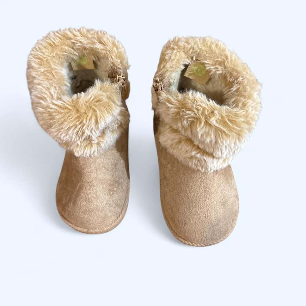 Baby Faux Fur Winter Boots Tan Cream